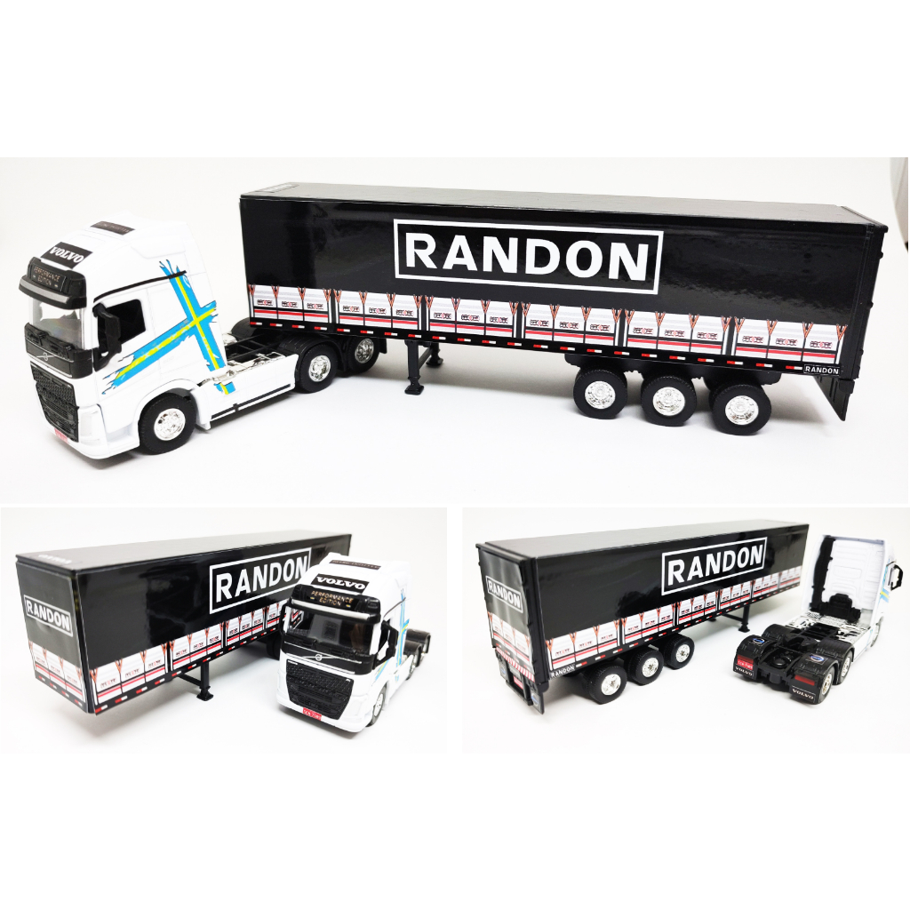 Miniatura Caminhão Volvo FH500 + Carreta Lonada Randon 1/64