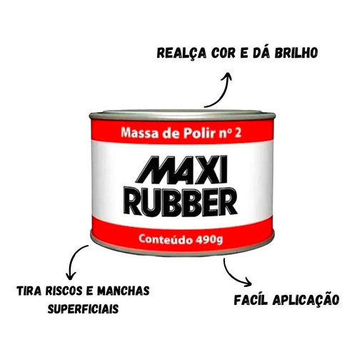 Massa Polir N2 490g Maxi Rubber Para Acabamentos Automotivos Uso Profissional — imagem 2 de 2