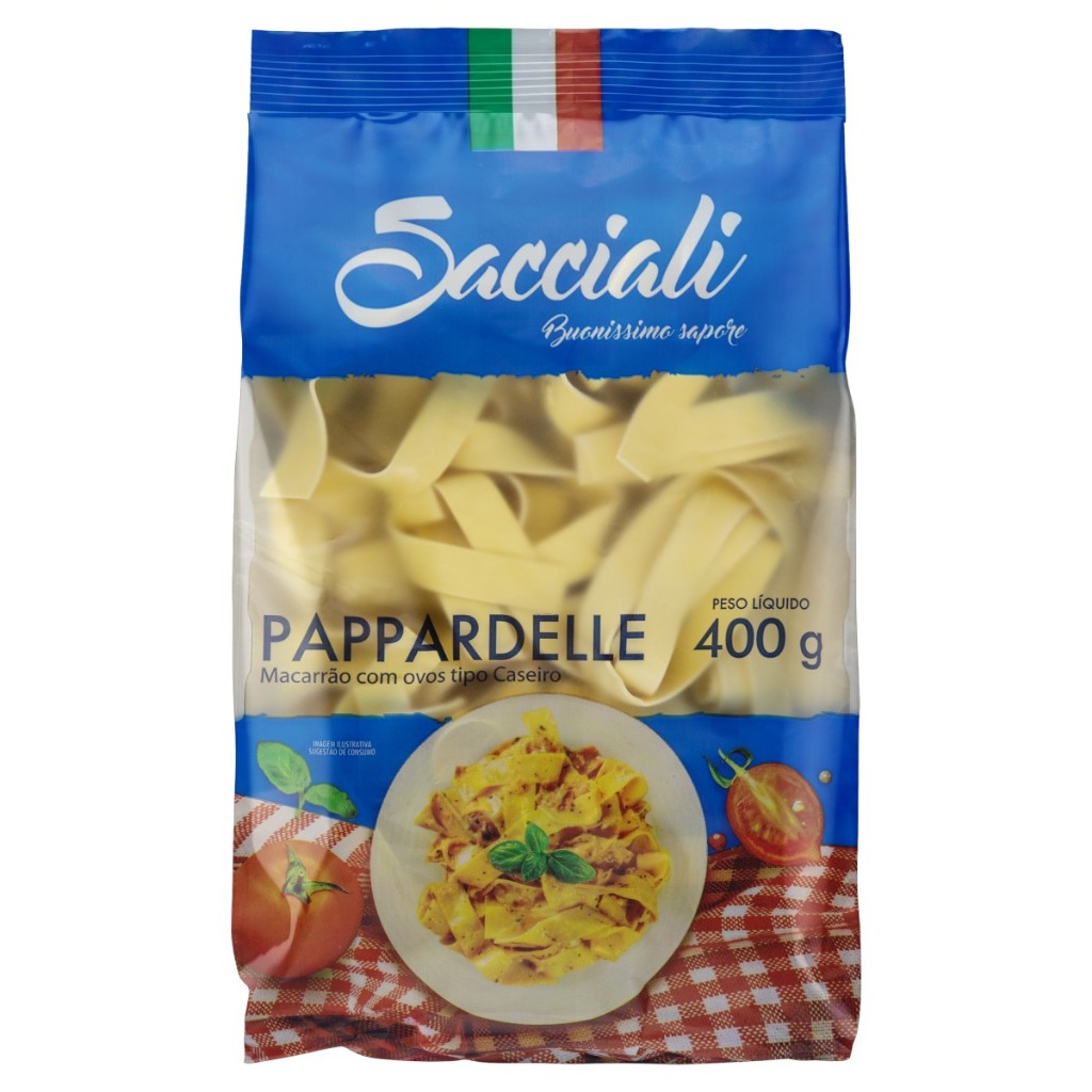 Macarrão Com Ovos Pappardelle Massa Caseira 400g Sacciali em Oferta na Shopee