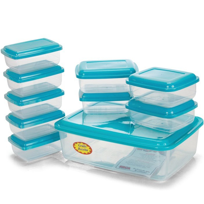 Conjunto 10 Potes Retangulares - Diversas Dimensões Para Armazenar Alimentos e Organização - Livre de BPA em Oferta na Shopee