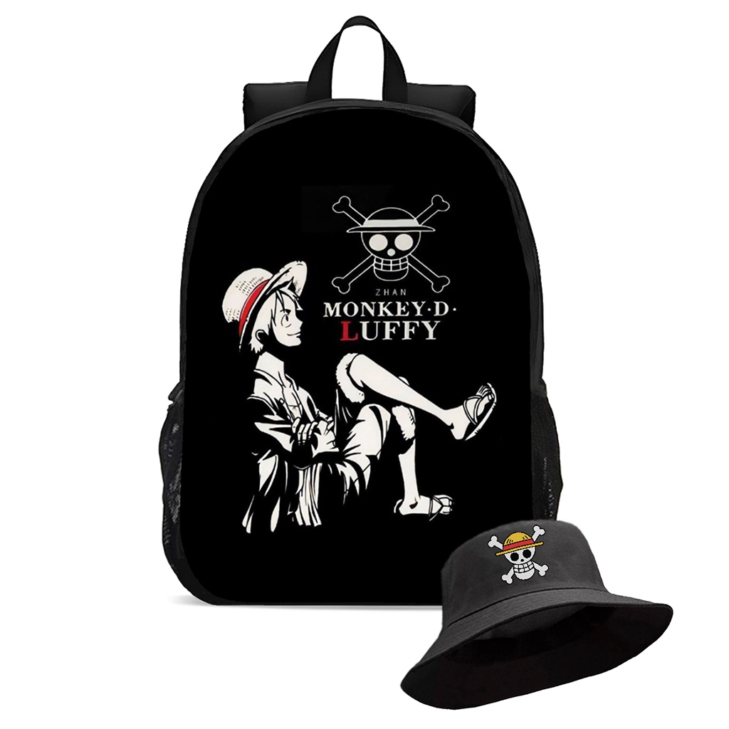 Mochila Escolar Infantil e chapéu boné bucket Luffy anime mangá chapéu de palha produto novo