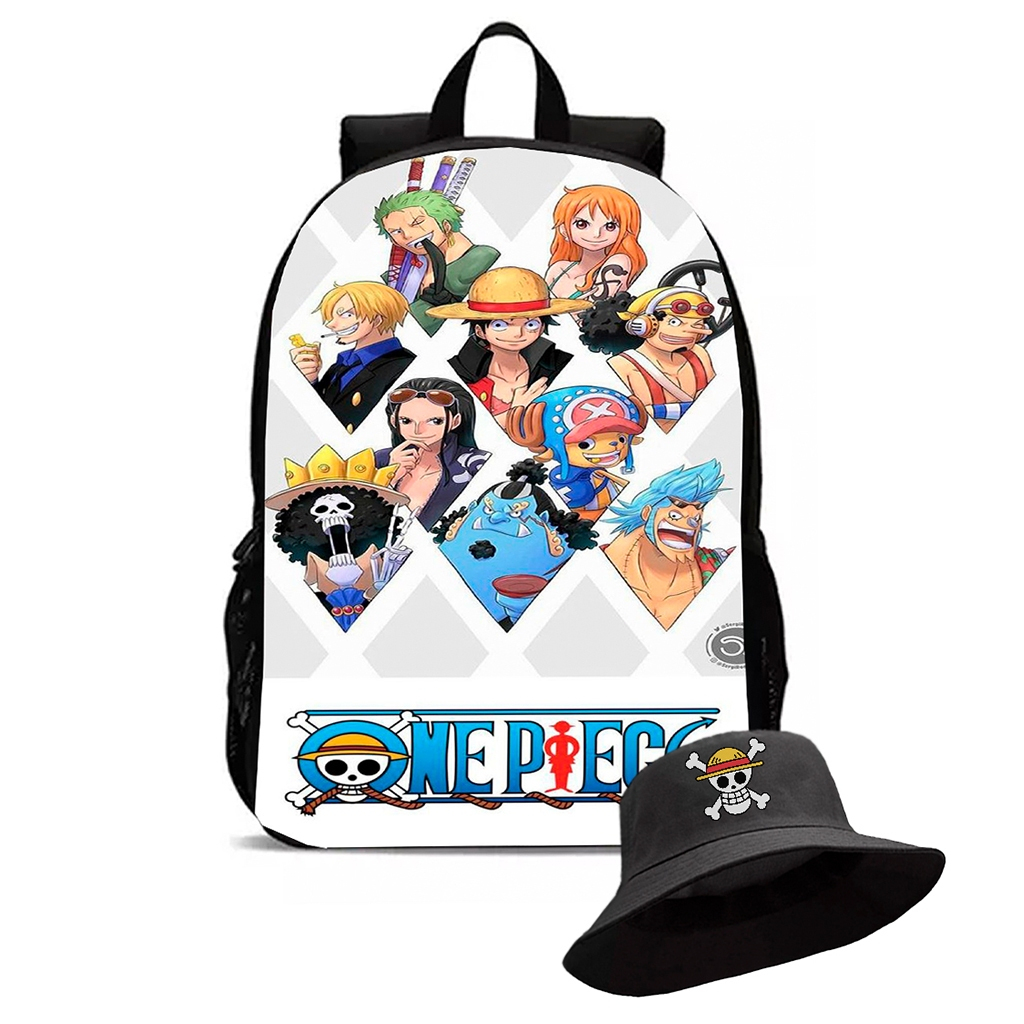 Mochila Escolar Infantil e chapéu boné bucket Luffy desenho animado lançamento