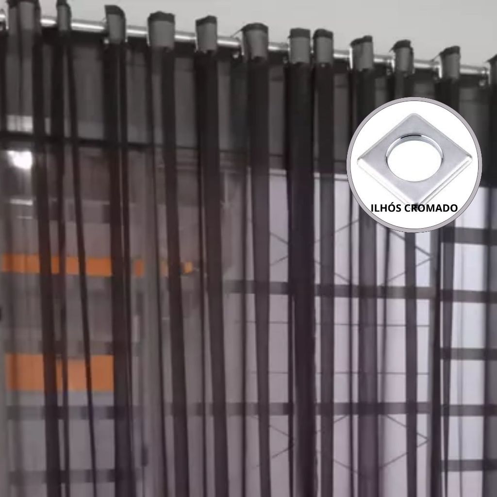 Cortina Voil Sala Quarto 4 00X2 80 Tecido Leve Transparente Delicado Ilhós Cromado Acabamento Bainha em Oferta na Shopee