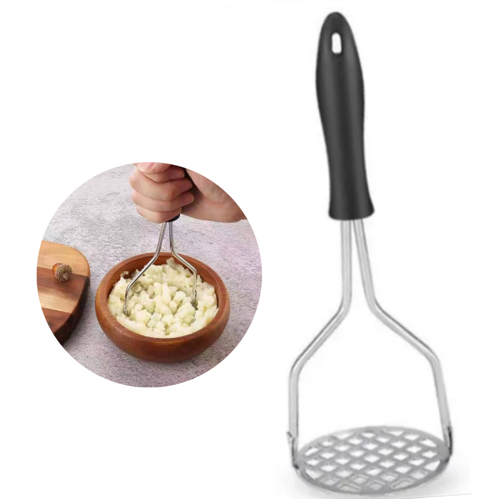 Amassador Espremedor de Batatas Aço Inox Manual Cabo De Plástico Purê Legumes Feijão Amassar