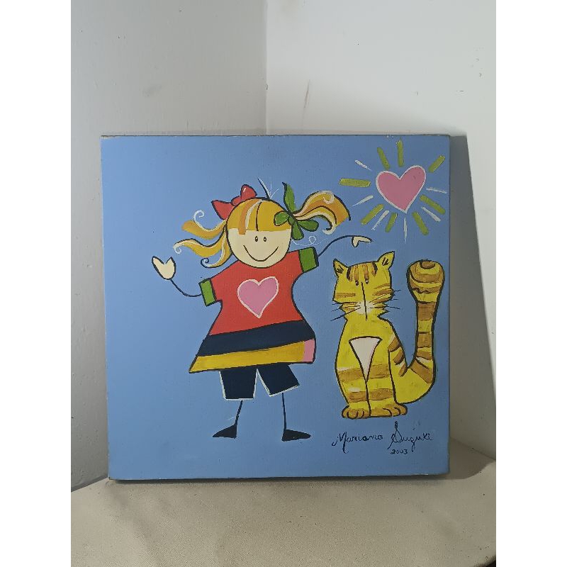 Quadro A Menina e o Gato de Mariana Suzuki 2003 Colecionável ver Descrição