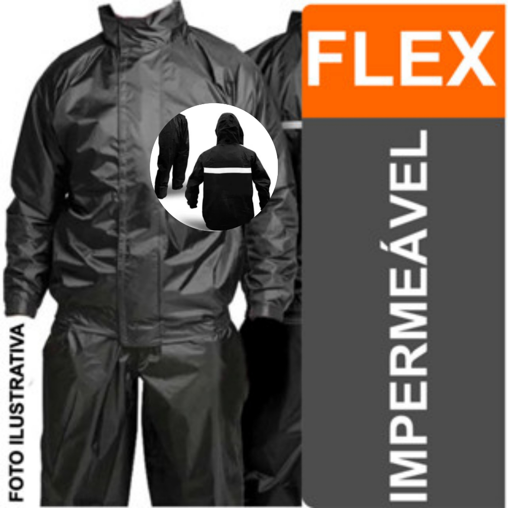 Capa de Chuva Com Capos Conjunto Completo Para Motoqueiro Adulta Masculina Feminina Com Faixa de refletiva Material Flex Flexível