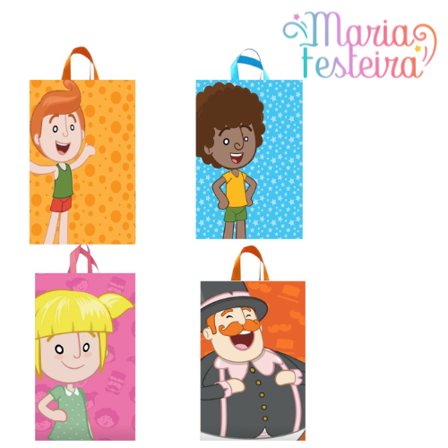 15 Sacolinhas Personalizadas Tema Mundo Bita Tamanho 16x10