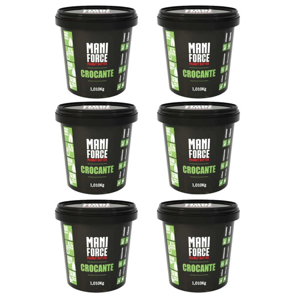 Kit 06x Maniforce Pasta De Amendoim Crocante 100% Amendoim - 1,010Kg em Oferta na Shopee