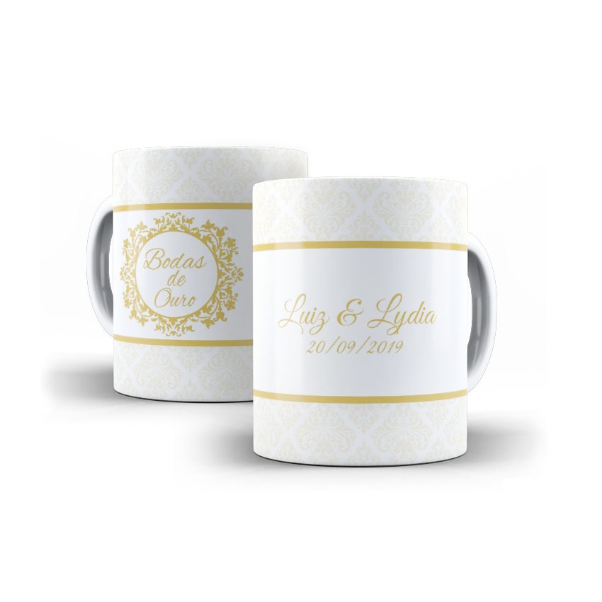Caneca de Porcelana - Bodas de Ouro - Bodas de Casamento - Presente #1