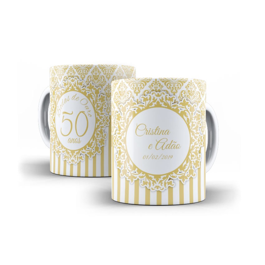 Caneca de Porcelana - Bodas de Ouro - Bodas de Casamento - Presente #2