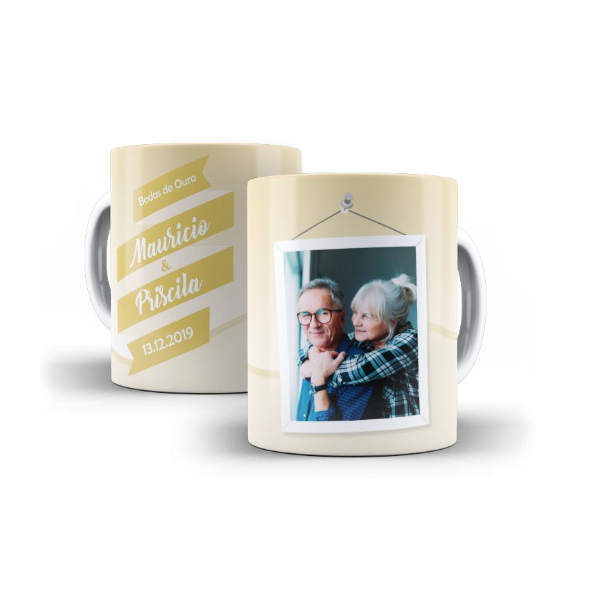 Caneca de Porcelana - Bodas de Ouro - Bodas de Casamento - Presente #3