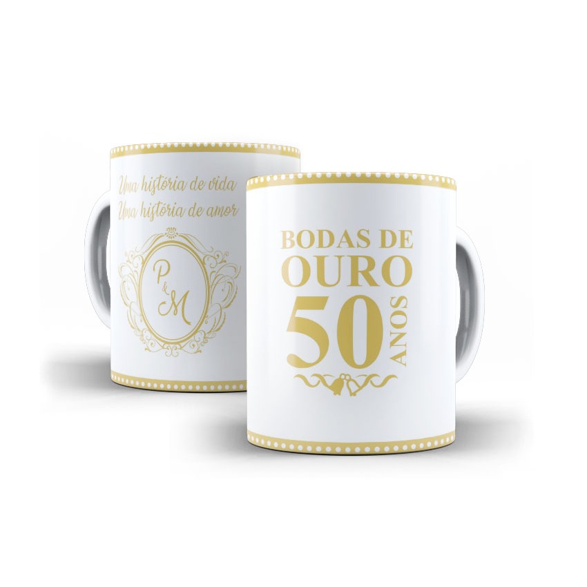 Caneca de Porcelana - Bodas de Ouro - Bodas de Casamento - Presente #4