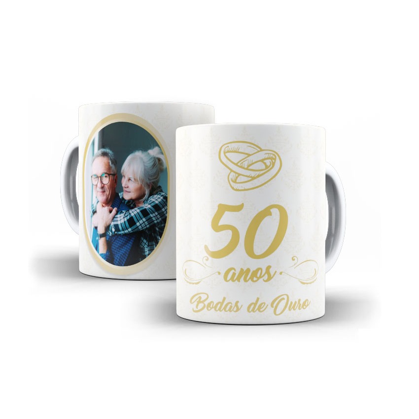 Caneca de Porcelana - Bodas de Ouro - Bodas de Casamento - Presente #6