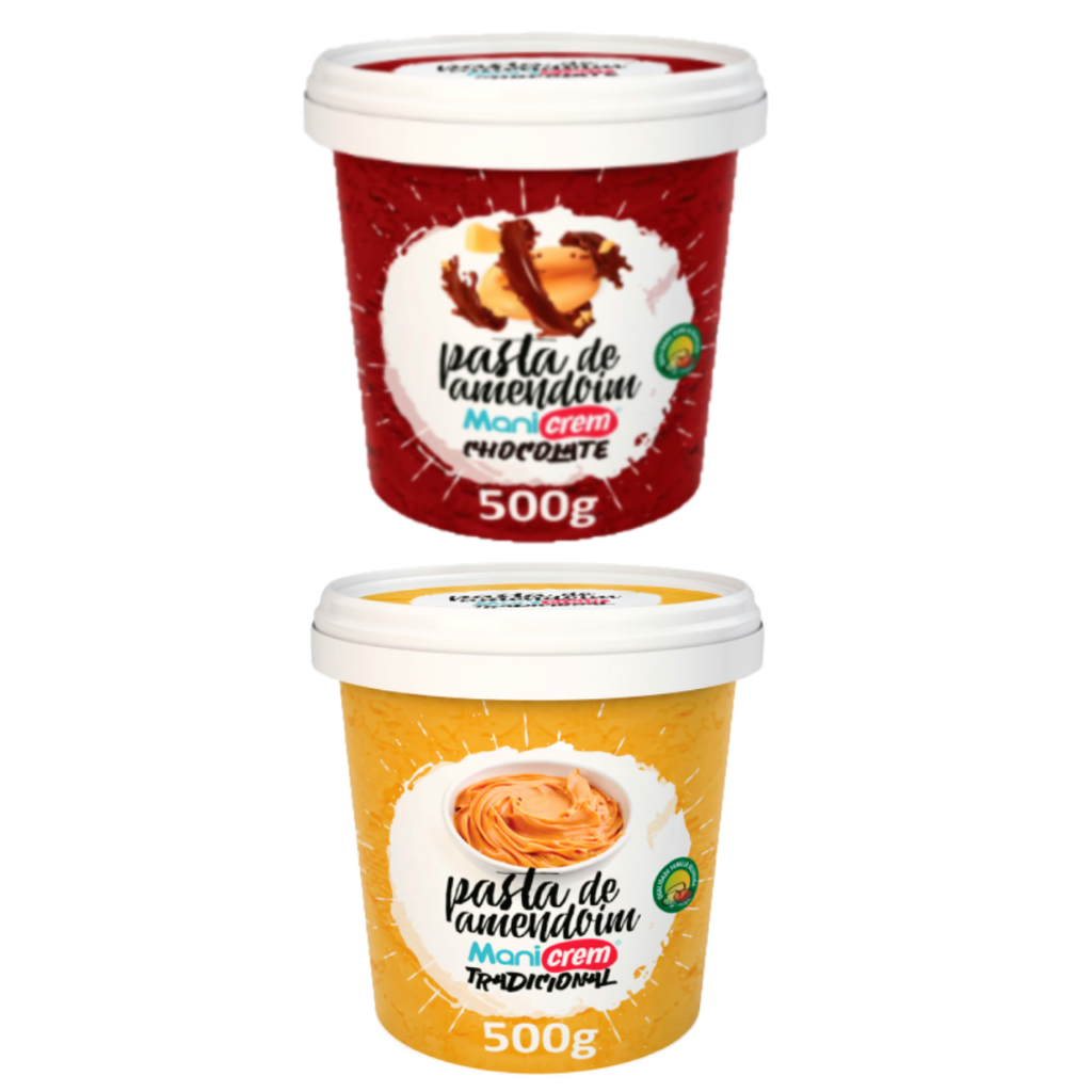 Kit 02x Pasta de Amendoim Manicrem Tradicional e Chocolate - 500g