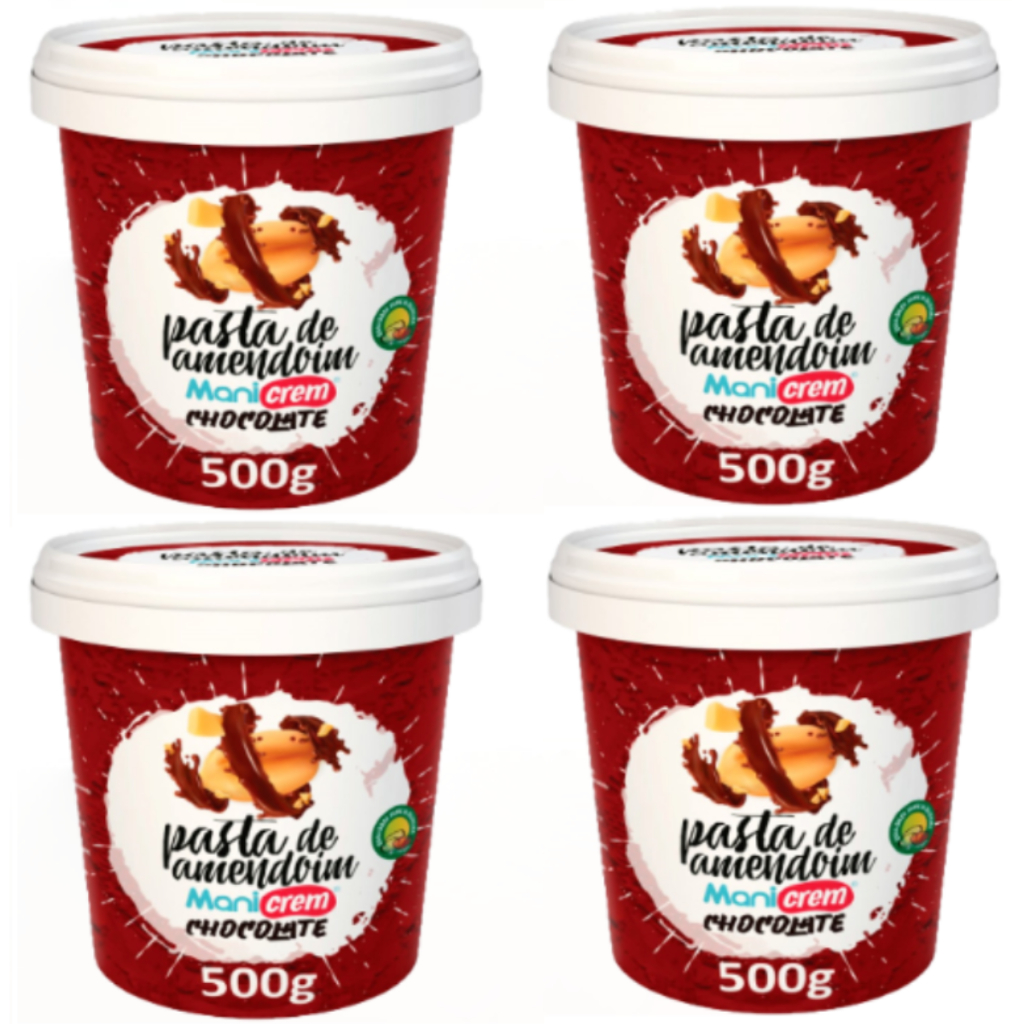 Kit 04x Pasta de Amendoim Manicrem Chocolate - 500g em Oferta na Shopee