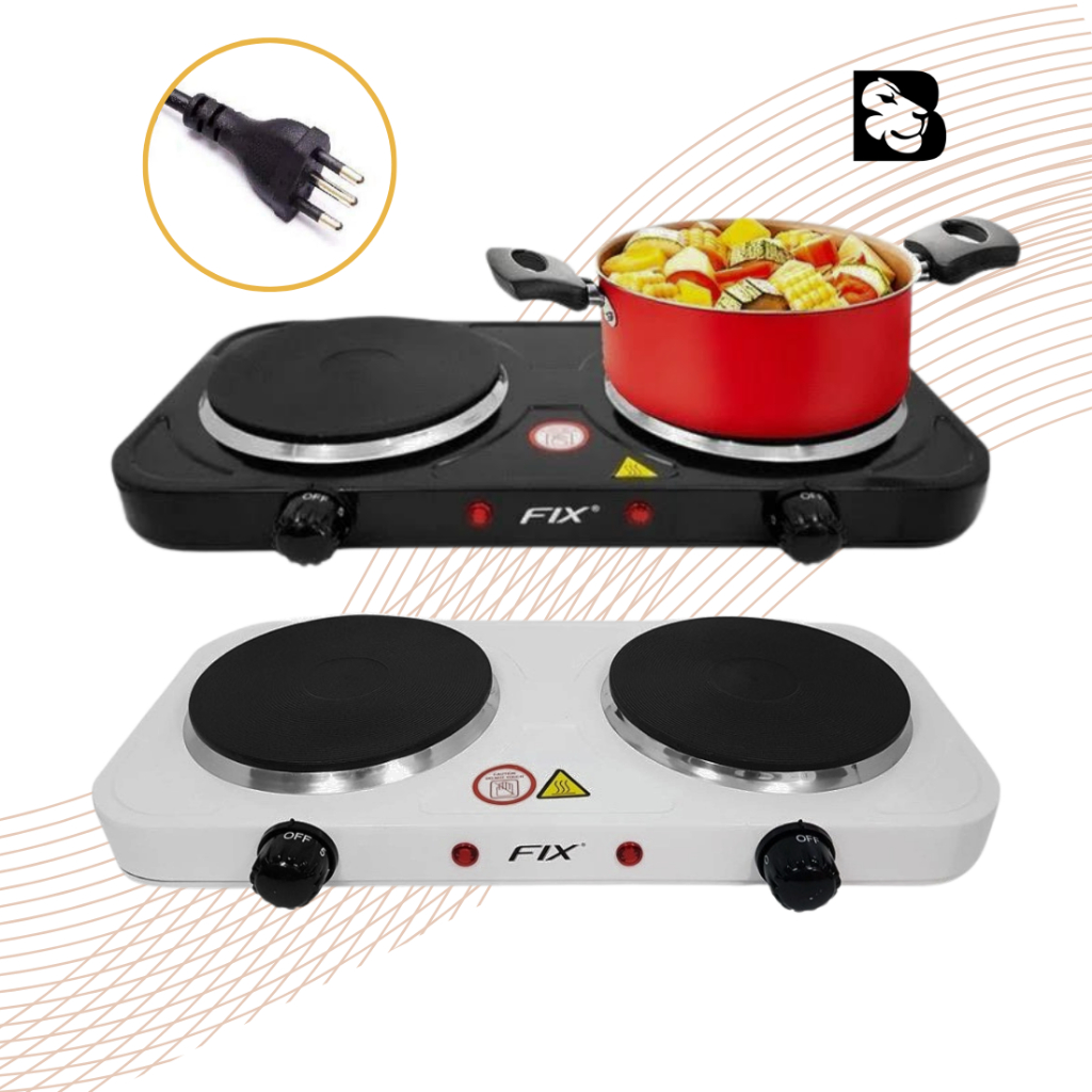 Fogão Fogareiro Portátil Elétrico Cooktop 2 Bocas Disco Camping - 2.000W - 110 ou 220v