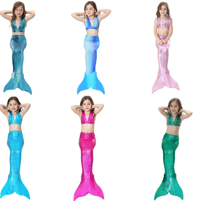 Conjunto Fantasia Princesa Sereia 3 Peças Biquini + Calda Cores Diversas