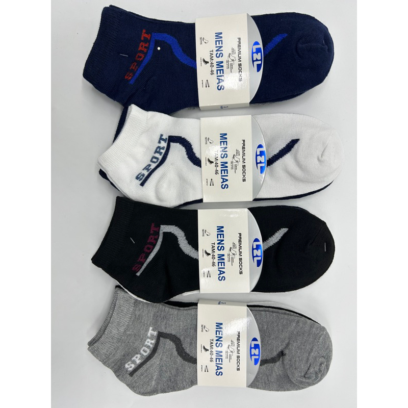 Kit 12 Pares de Meias Soquete Masculinas Cores Variadas
