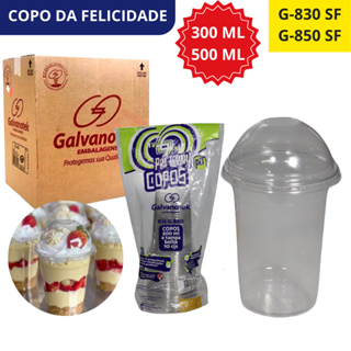 Copo 300 ml 500 ml com Tampa Bolha Sem Furo G830 e G850 Pote Galvanotek Copo da Felicidade em Oferta na Shopee