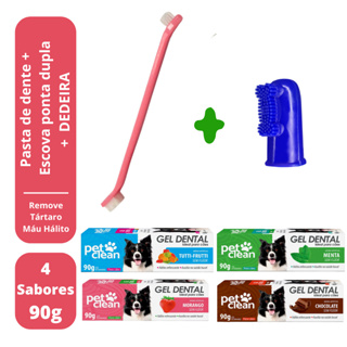 Kit Escova de Dente para Cachorro + Pasta Dente + Dedeira Pet 90g em Oferta na Shopee