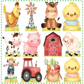 Fazendinha Aquarelada -10 Displays De Festa De 20cm Toten em Oferta na Shopee