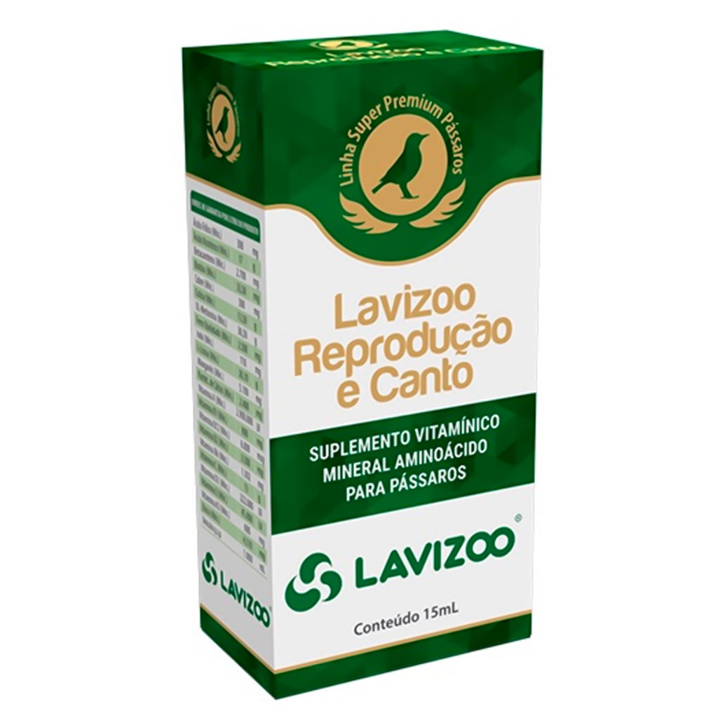 Suplemento Super Premium para Pássaros Lavizoo Reprodução e Canto 15ml - Pets