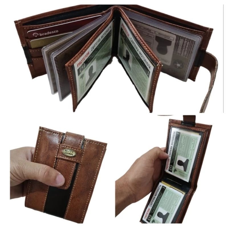 Carteira Masculina Sintética Compacta Cartões CNH Cédulas em Oferta na Shopee