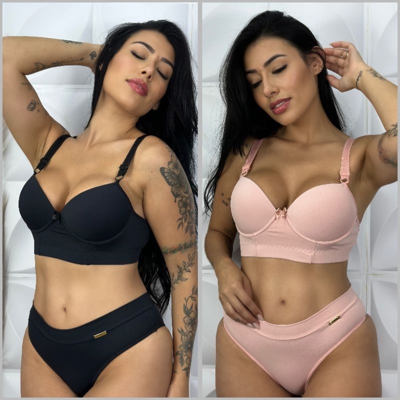 kit2 Conjunto Reforçado, com Bojo , Aro , Calcinha Cintura Dupla