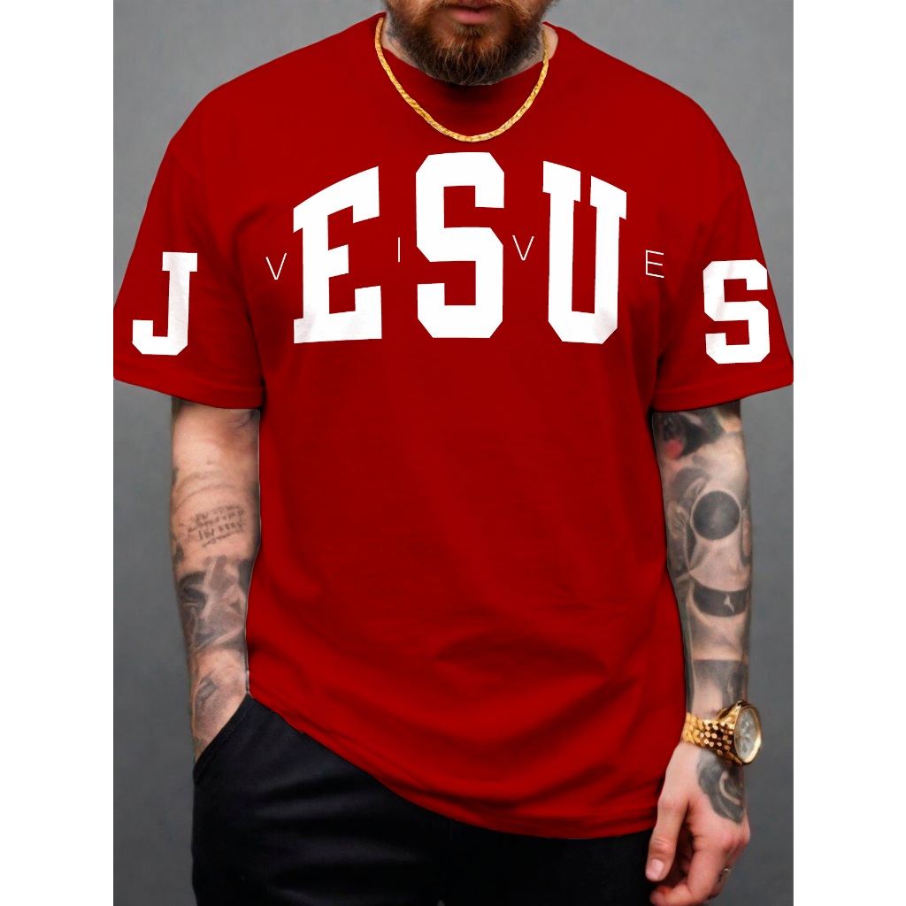 Camiseta Masculina Jesus Vive Moda Evangélica Jovem Camisa 100% Algodão
