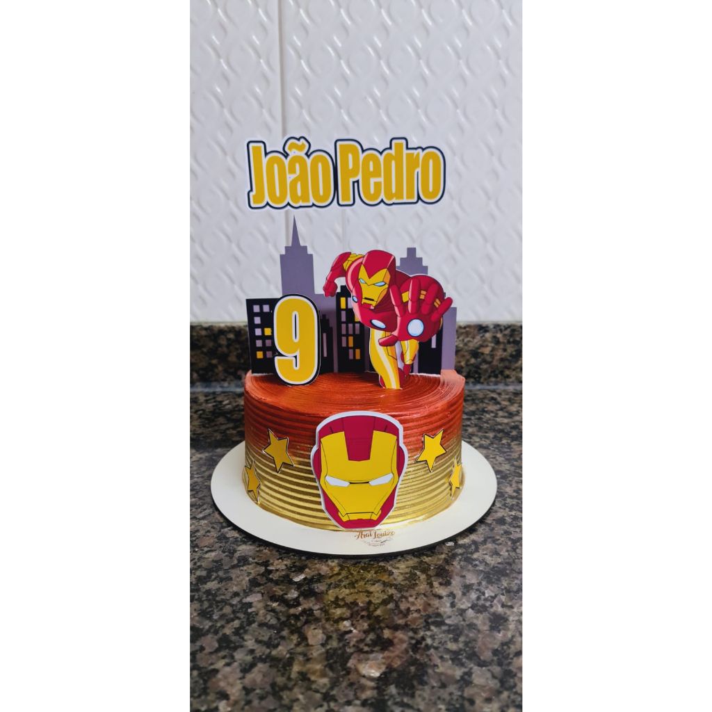 Topo de Bolo Personalizado Homem de Ferro - ENVIAR O NOME NO ATO DA COMPRA