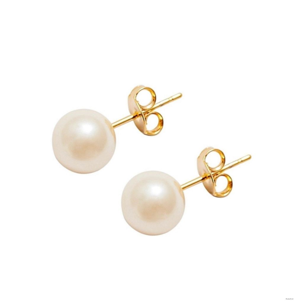 Brinco Perola 8mm Semijoia Banhada a Ouro 18K Anti alergico