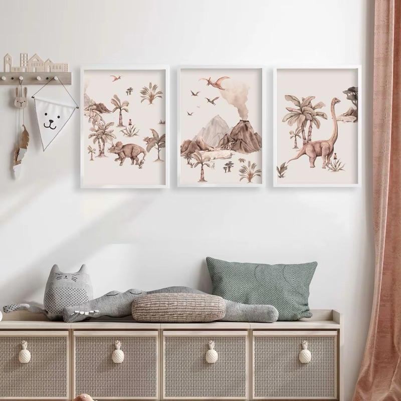 QUADRO DECORATIVO INFANTIL PARA QUARTO DINO COLORIDO ANTIGUIDADES