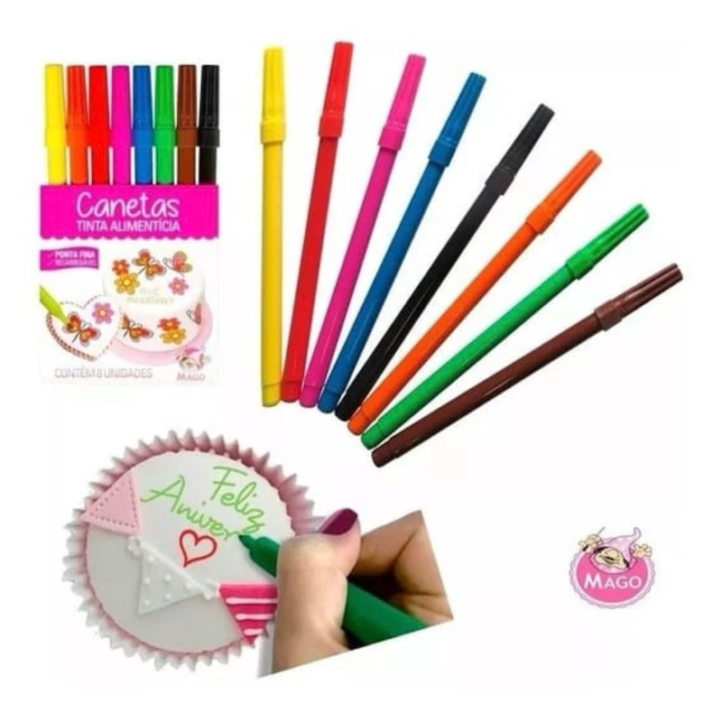 KIT CONJUNTO CANETAS MAGO PARA DECORAÇÃO - 5 CORES OU 8 CORES em Oferta na Shopee