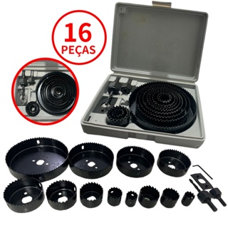 Jogo Kit Serra Copo 16 Peças 19 A 127mm P/ Madeira Gesso e Pvc + Estojo Profissional em Oferta na Shopee