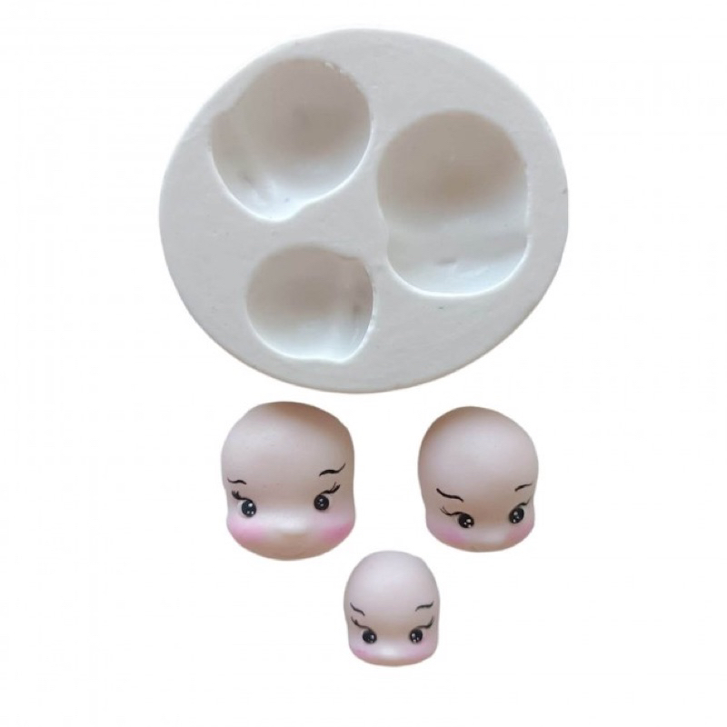 Molde De Silicone 3 Rostos Para Decorar Bonecos E Bonecas