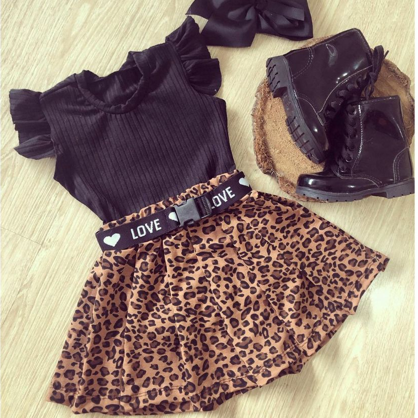 Conjunto blogueirinha onçinha e cinto love