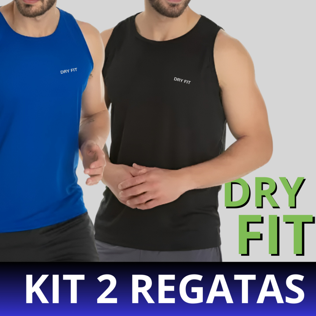Kit 2 Regata Dry Fit Camisa Masculina Academia Masculino Camiseta Slim Fit CorridaTreino
