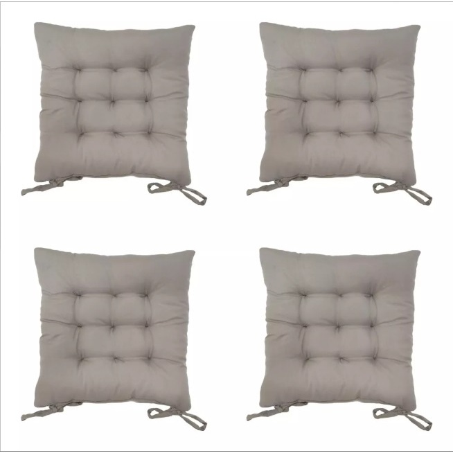 KIT COM 4 ALMOFADAS FUTON ASSENTO PARA CADEIRA - CINZA em Oferta na Shopee