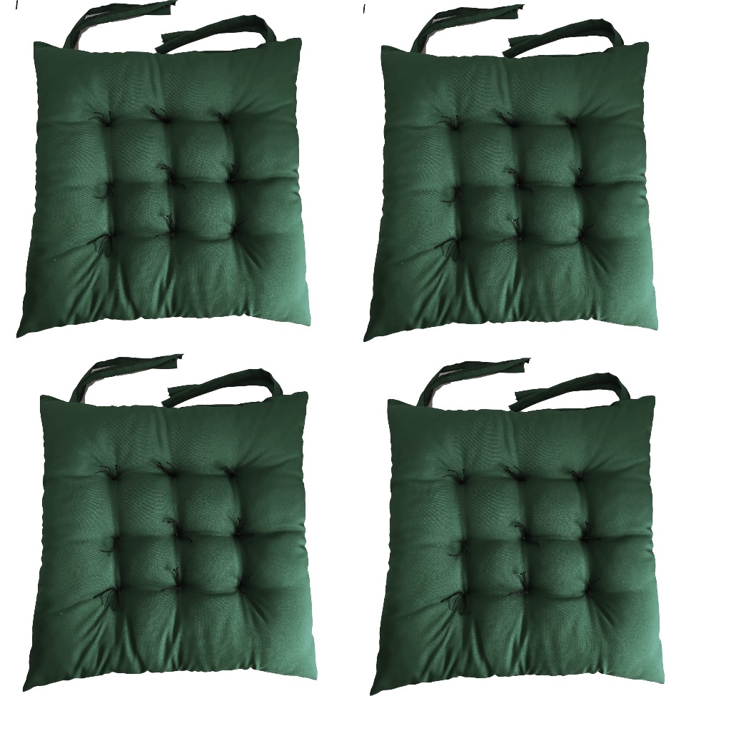 KIT COM 4 ALMOFADAS FUTON ASSENTO PARA CADEIRA - VERDE-MUSGO