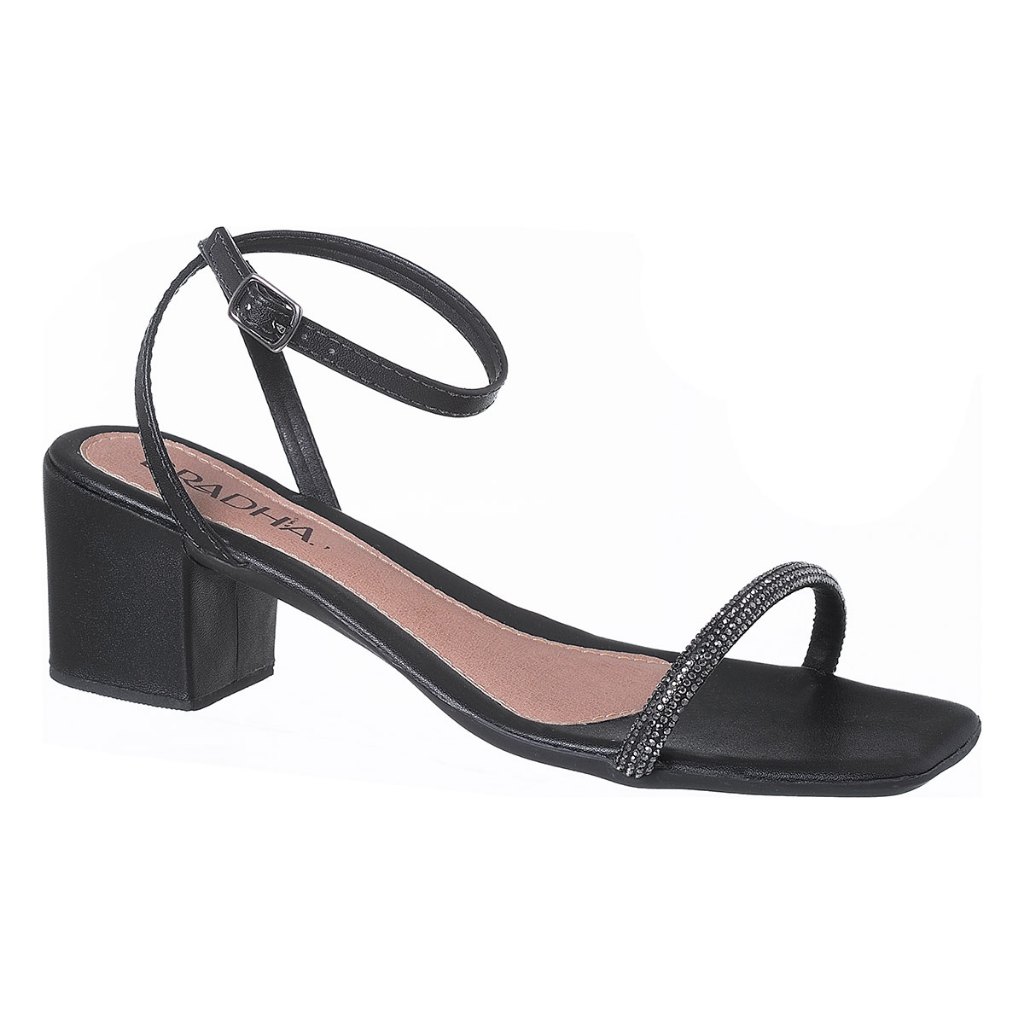 Sandália Feminina Glamour Conforto e Estilo com Tira de Fivela e Brilho Strass (023-0008)