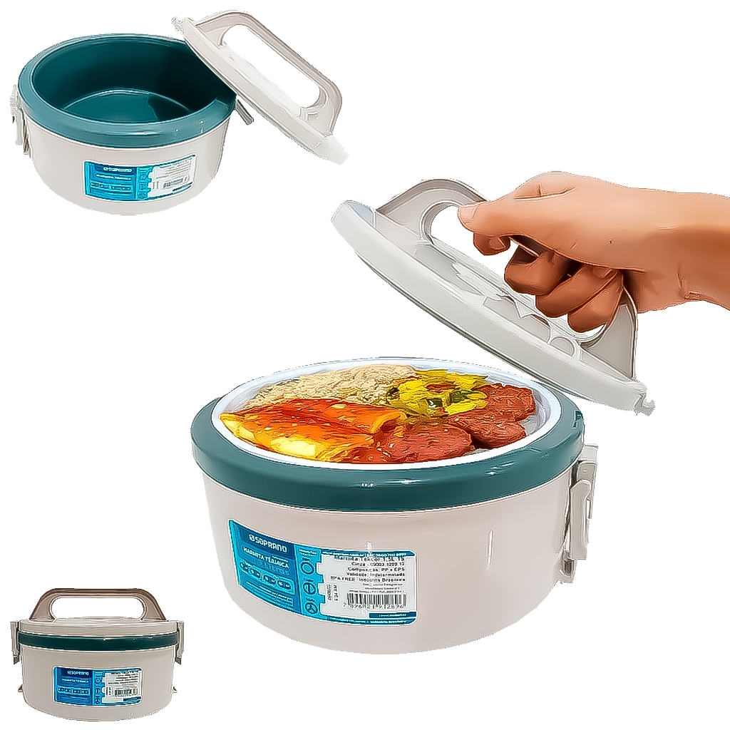 Marmita Com Alça Presilhas Plástico Tekcor 1,5L Sem Divisórias Cinza Claro - SOPRANO Original em Oferta na Shopee