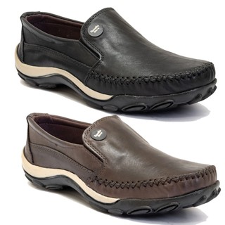 Kit 2 Pares Sapatilha Mocassim Masculino todo em Couro Legítimo - 2040