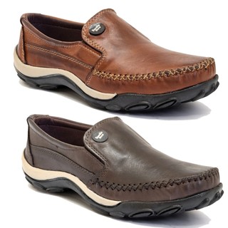 Kit 2 Pares Sapatilha Mocassim Masculino todo em Couro Legítimo - 2040