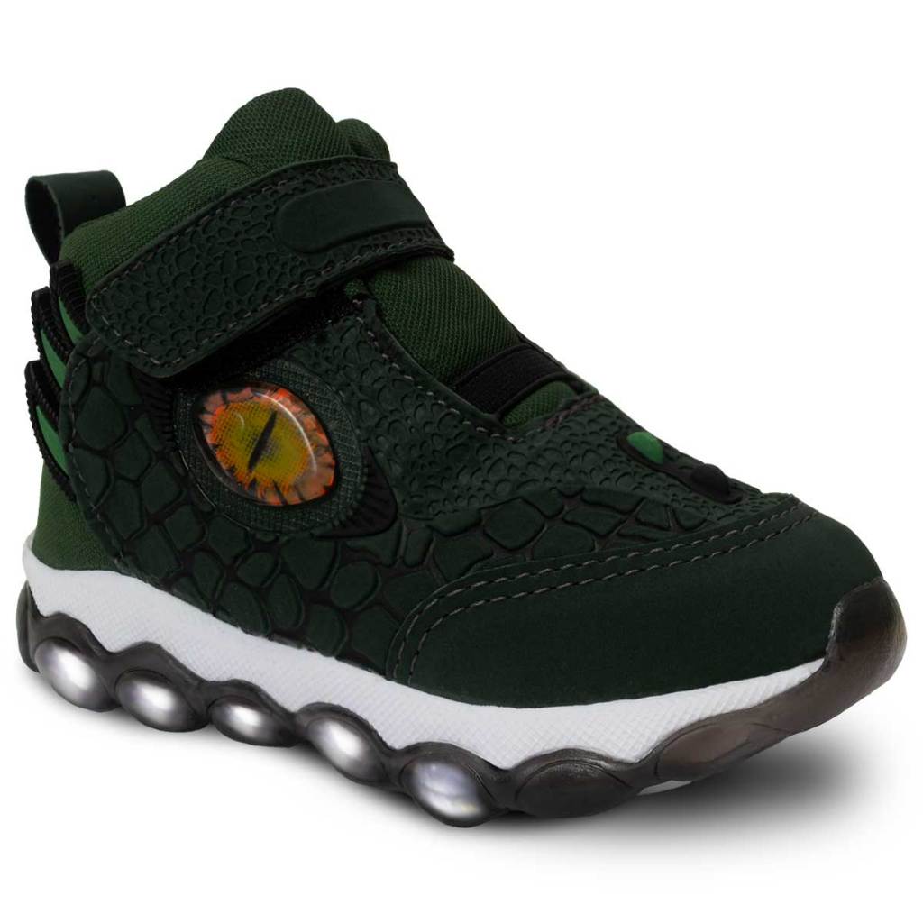 Tenis Dinossauro Infantil Nº 20 ao 30 Masculino Menino Botinha Calce Facil Moda Led 11.123