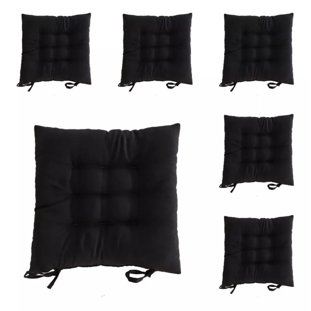 KIT 6 ASSENTOS PARA CADEIRA - PRETO - NACIONAL em Oferta na Shopee