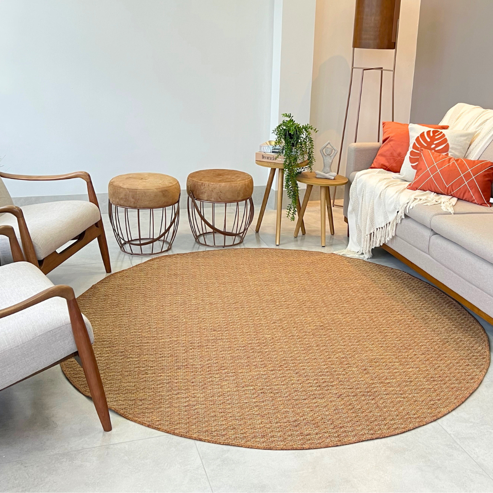Tapete Redondo Sisal 2x2 Sofisticado Elegante Antiderrapante