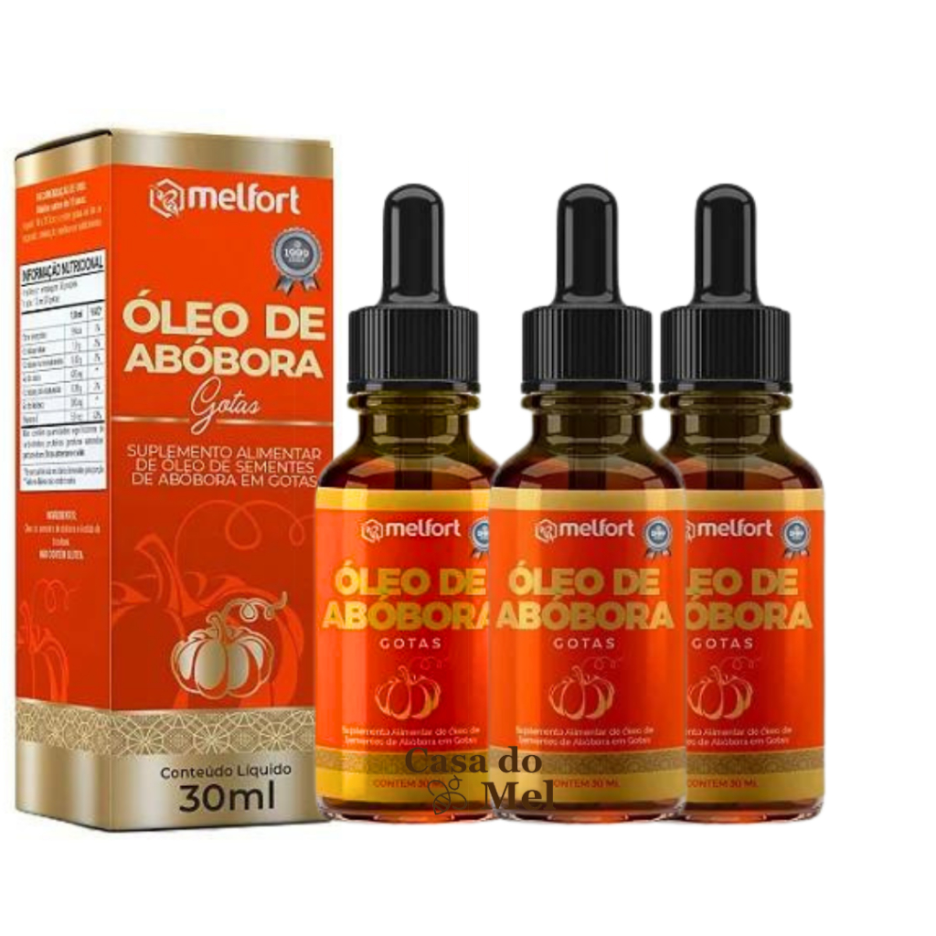 Kit 3x Óleo de Semente de Abóbora em Gotas 100% Pura