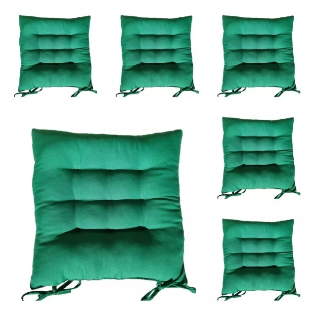 KIT COM 6 ALMOFADAS FUTON ASSENTO PARA CADEIRA - VERDE-BANDEIRA