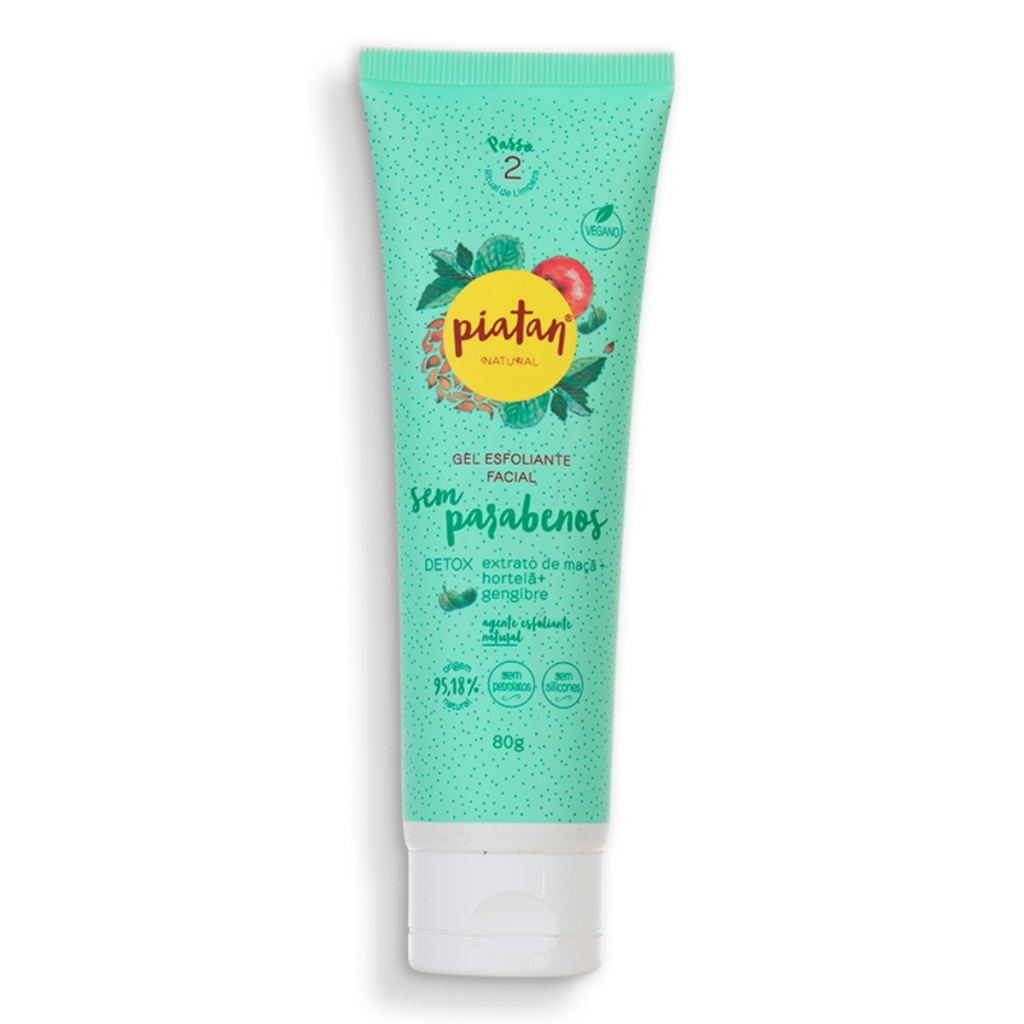 Gel Esfoliante Facial Piatan Natural Facial Detox Vegano 80g Sem parabenos