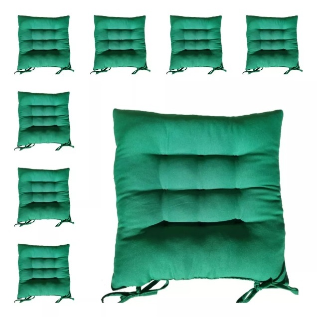 KIT COM 8 ALMOFADAS FUTON ASSENTO PARA CADEIRA - VERDE-BANDEIRA